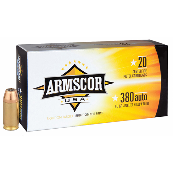 ARMSCOR AMMO 380ACP 95GR JHP 20/25 - Ammunition